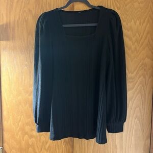 Elegant Black Women's Top puff sleeve Size L